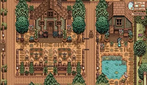 Stardew Valley Inspiration, Stardew Decoration, Stardew Ideas, Stardew Farm, Stardew Farms, Stardew Valley Layout, Stardew Valley Tips, Stardew Valley Farms, Valley Game