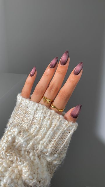 Purple And Brown Nails, Nail Art Designs Brown, Brown Fall Nails Acrylic, Brown Nails With Chrome, Brown Aura Nails, Aura Chrome Nails, Purple Aura Nails, Brown Chrome Nails, Brown Aura