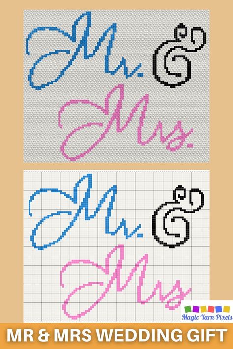 Get the Free Graph for this Mr & Mrs Wedding Gift Pattern. Modern graphs for c2c crochet, cross stitch & other crafts from Magic Yarn Pixels. C2c Wedding Graphgan, C2c Patterns, Crochet Cross Stitch, C2c Crochet Pattern Free, Crochet Graphs, Printable Chart, C2c Crochet, Mr And Mrs Wedding, Crochet Cross