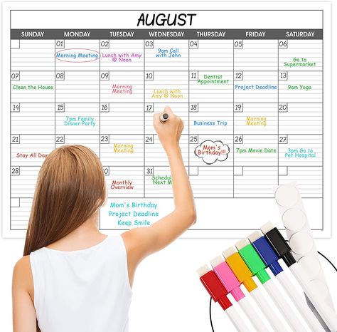 Large Dry Erase Calendar for Wall - Undated 1 Month Wall Calendar, 40" x 30", Great Layout Wall Calendar Dry Erase for Home, Office, Classroom,... Dry Erase Wall Calendar, Large Wall Calendar, Whiteboard Calendar, Erasable Markers, Dry Erase Wall, Dentist Appointment, Dry Erase Calendar, Birthday Projects, Month Calendar