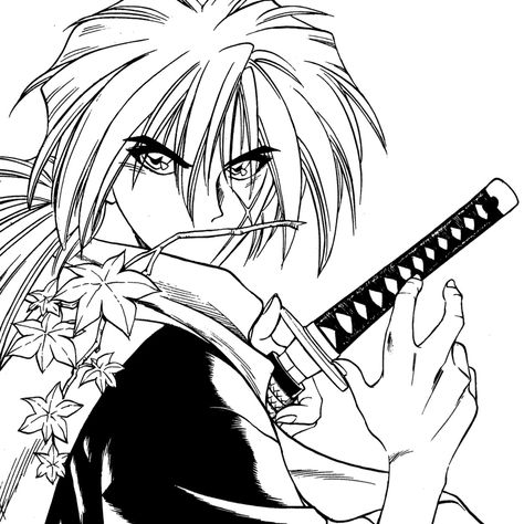 Kenshin Himura Manga, Rurouni Kenshin Icon, Kenshin Himura Icons, Rounin Kenshin, Rurouni Kenshin Manga, Rouroni Kenshin, Pa Tattoo, Kenshin Le Vagabond, Kenshin Anime