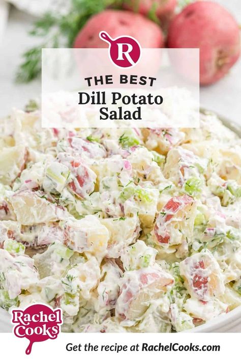 Dill Pickle Potato Salad Recipe, Dill Potato Salad Recipe, Traditional Potato Salad, Dill Potato Salad, Red Skin Potato Salad, Dill Potato, Garlic Dill Pickles, Ranch Potato Salad, Potato Salad Dill