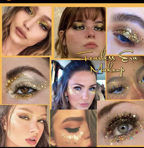 Fearless Inspired Makeup Taylor Swift, Taylor Swift Eras Makeup Looks, Fearless Makeup Ideas, Fearless Makeup Look, Easy Eras Tour Makeup, Taylor Swift Fearless Makeup Looks, Taylor Swift Eye Makeup Fearless, Fearless Taylor Swift Makeup Ideas, Taylor Swift Fearless Era Makeup