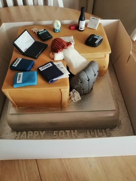 Birthday Cake For Accountant, Accountant Retirement Cake, Cake For Workaholic Husband, Cake For Accountant, Cake For Chartered Accountant, Accountant Cake Ideas, Cake For Businessman, Cakes For Bankers, Workaholic Cake