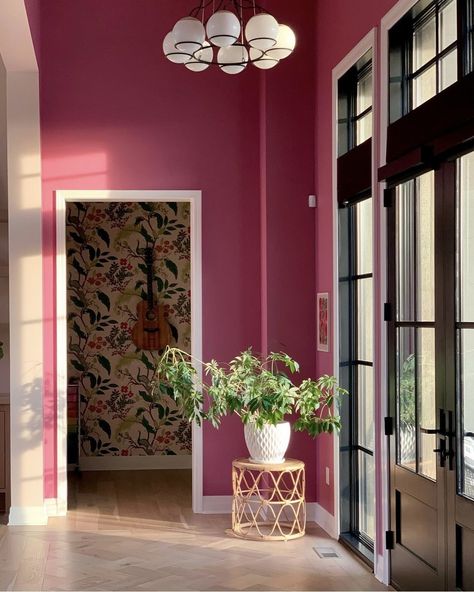 The Best Farrow and Ball Pinks In 19 Real Homes 19 Farrow And Ball Pink Hallway, Rangwali Farrow And Ball Living Room, Farrow And Ball Rangwali, Rangwali Farrow And Ball, Country Hallway, Farrow And Ball Living Room, Pink Hallway, Hallway Interior, Dining Room Cabinet