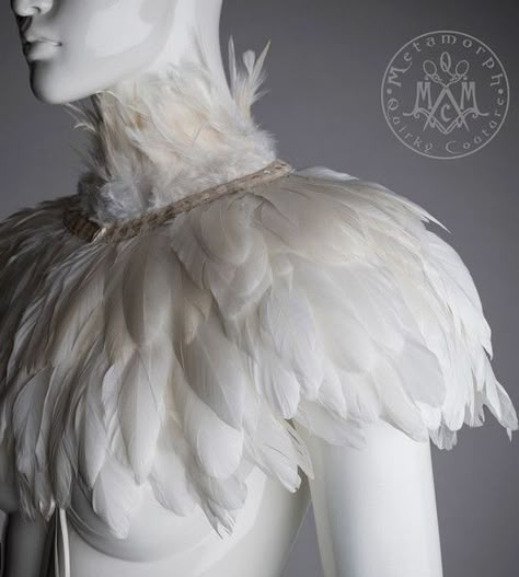 Sharp Shoulders, Feather Fashion, White Feather, White Feathers, Fantasy Clothing, Fantasy Fashion, Character Outfits, Ivory White, Costume Design