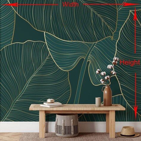 Easy Murals, Modern Tropical Wallpaper, Botanical Wall Mural, Wallpaper Walls Bedroom, 3d Wallpaper For Bedroom, Bedroom Mural, Pretty Plant, Floral Mural, Wall Clings