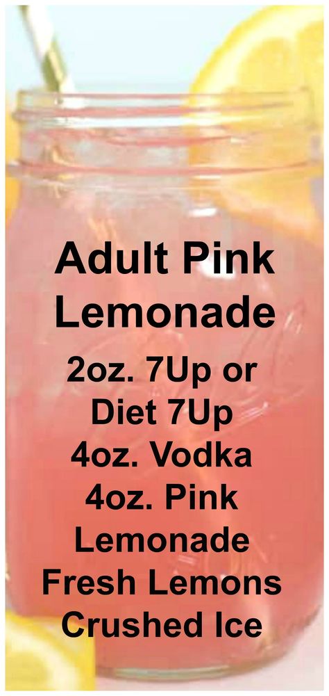 Vodka Mixed Drinks Recipes Easy, Alcoholic Beverages Recipes, Fun Summer Alcoholic Drinks, Summer Drinks Alcohol Recipes Easy, Alcoholic Drinks Easy, Alcohol Summer Drinks, Pink Lemonade Recipes, Easy Alcoholic Drinks, Adult Beverages Recipes