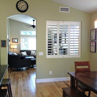 Spaces Wall Cut Out Design, Pictures, Remodel, Decor and Ideas - page 4 Kitchen Window Shutters, Grey Kitchen Blinds, Internal Window, Kitchen Pass, Farmhouse Blinds, Wall Cut Out, Modern Blinds, Living Room Blinds, Half Walls