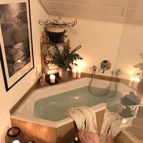 Healing Her Mind, Body & Spirit Bathtub Aesthetic, Big Bathtub, 3d Bathroom Design, Bath Aesthetic, Big Baths, Beds For Small Spaces, Bathtub Decor, Dream Apartment Decor, Aesthetic Bathroom