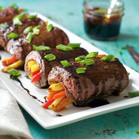 Balsamic Glazed Steak Roll-Ups | foodgawker | Bloglovin’ Low Carbs For Diabetics, Balsamic Glazed Steak Rolls, Beef A Roni, Glazed Steak, Steak Roll Ups, Steak Sirloin, Steak Rolls, Steak Dinner Recipes, Tomahawk Steak