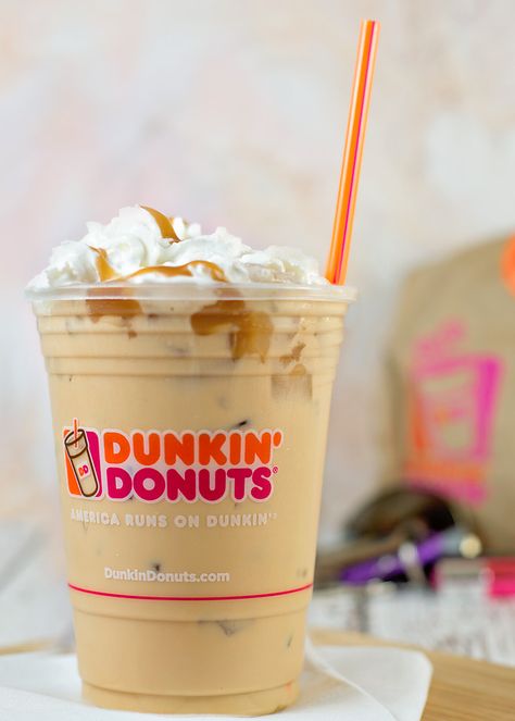 Don't miss the new Salted Caramel coffee, latte, and macchiato flavor available at your local Dunkin' Donuts! Dunkin Donat, Donkin Donuts, Dunkin Dounuts, Dunkin Donuts Iced Coffee Orders, Dunkin Donuts Coffee Drinks, Caramel Iced Coffee Recipe, Dunkin Drinks, Caramel Iced Coffee, Caramel Drinks