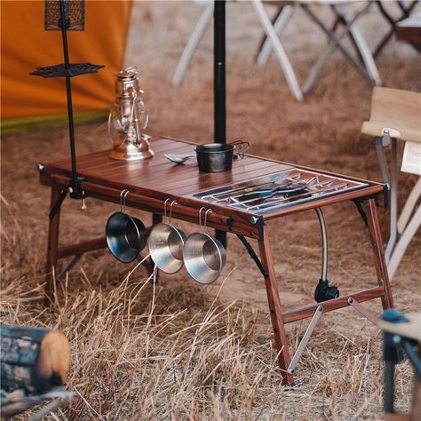 Wooden Camping Table, Camping Table Set Up, Camping Table Diy, Diy Camping Table, British Campaign Furniture, Tents Camping Glamping, Camp Table, Folding Camping Table, Table Picnic