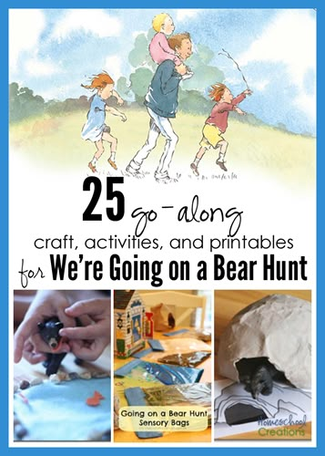 25 Activities, Crafts, and Printables for We're Going on a Bear Hunt by Michael Rosen - from HomeschoolCreations.net Story Stretchers, Frogs Preschool, Speckled Frogs, Going On A Bear Hunt, Michael Rosen, Bear Hunt, Five In A Row, Children Activities, Story Activities