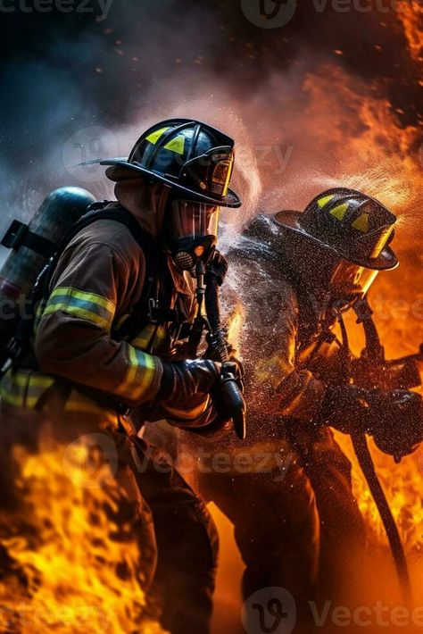 firefighters are fighting a fire with a hose and a hose. generative ai. Firefighter Wallpaper, Firefighter Aesthetic, Firefighter Images, Firefighter Mask, Books And Pens Photography, Firefighter Photography, Firefighter Tattoo, American Firefighter, Firefighter Art