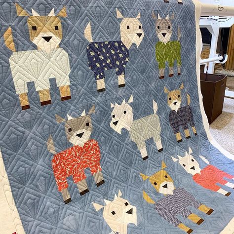 Goat Quilt Block Patterns, Goat Quilt Pattern, Goat Quilt, Goats In Pajamas Quilt Pattern, Farm Animals Quilt, Goat Bedding, Anita Goodesign Nursery Rhyme Quilt, Baby Goats, Animal Quilts