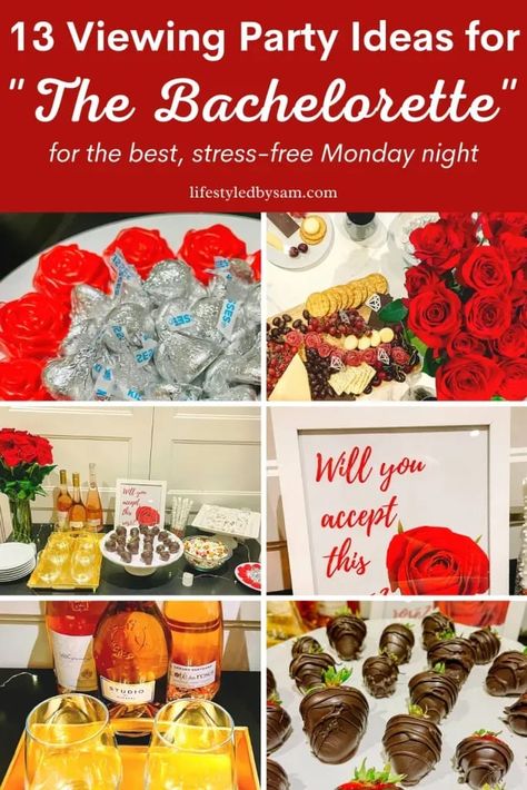 Will you accept this rose, #bachelornation? Here you will find 13 stress-free watch party ideas perfect for The Bachelor and Bachelorette Season Premier to Finale! Bachelor Show Party Ideas, Bachelor Night Food, Bachelor Finale Party Food, Bachelor Viewing Party Food, Bachelorette Watch Party Food, Bachelor Viewing Party Ideas, Golden Bachelor Watch Party Food, Bachelor Watch Party Snacks, Bachelor Show Party Food