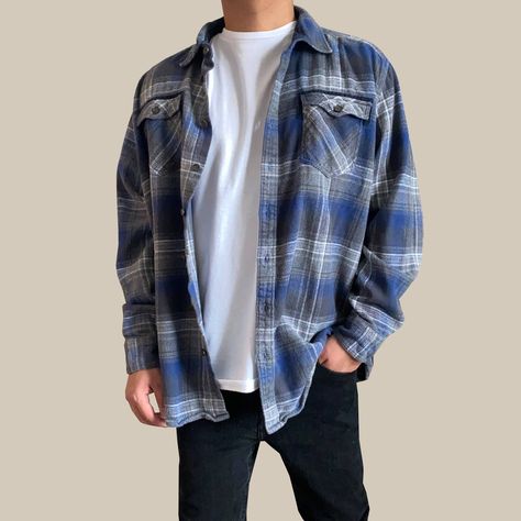 Gray Flannel Outfit, Blue Flannel Outfits Men, Blue Flannel Outfits, Blue Flannel Outfit, Gray Shirt Outfit, Plaid Aesthetic, Summer Flannel, Flannel Outfits Men, Dance Nation