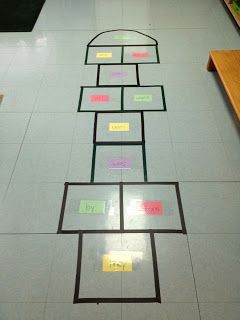 The Giraffe Journal: Sight Word Hopscotch Family Literacy Night Activities, Literacy Night Activities, Pre K Sight Words, Learn Sight Words, Family Literacy Night, Sight Word Centers, Word Work Stations, Sight Word Fun, Pe Activities