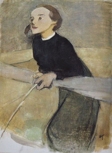 'girl at the gate II' by helene schjerfbeck (1943) Helene Schjerfbeck, Art Quiz, Art Newspaper, Historical Painting, British Art, First Art, Victoria And Albert Museum, A Drawing, Daily Art