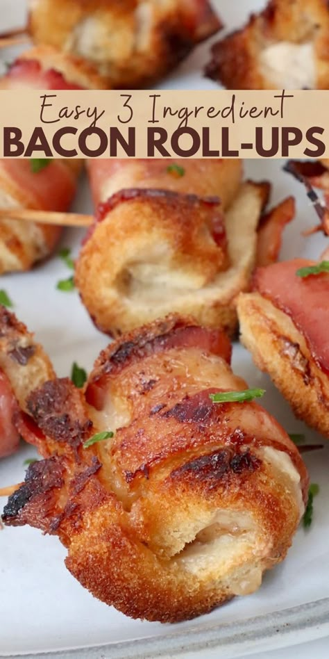 cooked bacon rolls on a plate Bacon Wrapped Bread And Cream Cheese, Bread Cream Cheese Bacon Roll Ups, Bacon Cream Cheese Roll Ups, Bacon Roll Ups Appetizers, Bacon Rolls Recipe, Bacon Roll Ups, Cream Cheese Rolls Recipe, Appetizers Slow Cooker, Cheese Bread Rolls