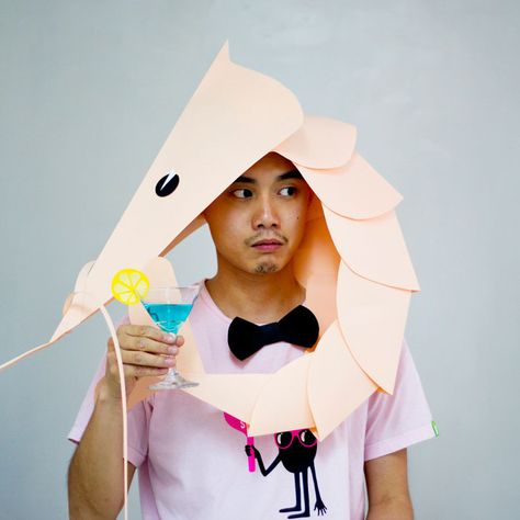 Cocktail Shrimp Costume!! - Linus & The Feel Good Factory | Yatzer Shrimp Costume, Paper Costume, Teen Halloween, Last Minute Halloween Costumes, Shrimp Cocktail, Halloween Costumes For Teens, Funny Outfits, Funny Halloween Costumes, Halloween Paper