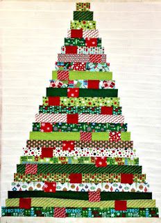 Quilt Inspiration: Free pattern day: Christmas quilts (part 1): Trees! Christmas Gift Quilt Pattern, Jelly Roll Christmas Tree Quilt Patterns, Free Christmas Quilt Patterns, Christmas Present Quilt Block Pattern, Christmas Runners, Christmas Tree Quilt Pattern, Quilted Christmas Tree, Tree Quilt Pattern, Christmas Quilting Projects