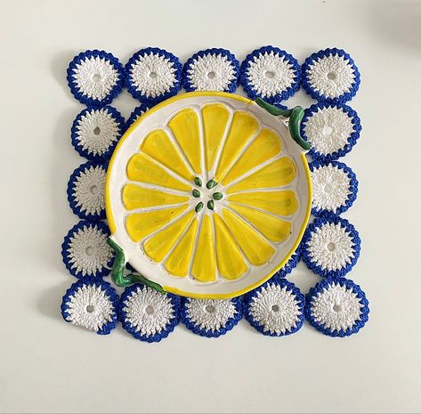 Fruit decor , fruity kitchenware , lemon plate , jewellery plate , fruit crockery , vintage side plate , lemon ceramic pottery , vintage dinnerware , fruit interior aesthetic , kitchen inspo Lemon Jewelry Dish, Lemon Pottery, Lemon Dinner, Jewellery Plate, Italian Plates, Fruit Plates, Fruit Decor, Ceramic Jewellery, Pottery Platter