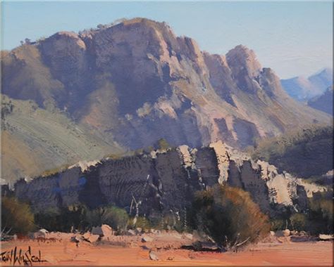 Flinder's Ranges - Arkaroola - 30 x 22 © Copyright John Wilson Australian Landscape Art, Hans Heysen, Warwick Fuller, Flinders Ranges, Landscape Oil Paintings, Art Mountains, Australian Painting, Australian Painters, Australian Landscape