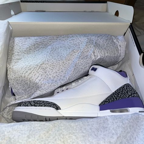 Jordan 3 dark iris size 11 white,black,purple Jordan 3 Purple Outfit, Jordan 3 Purple, Jordan 3 Dark Iris, Purple Outfit, Purple Outfits, Jordan 3, Puma Fierce Sneaker, High Top Sneakers, White Black