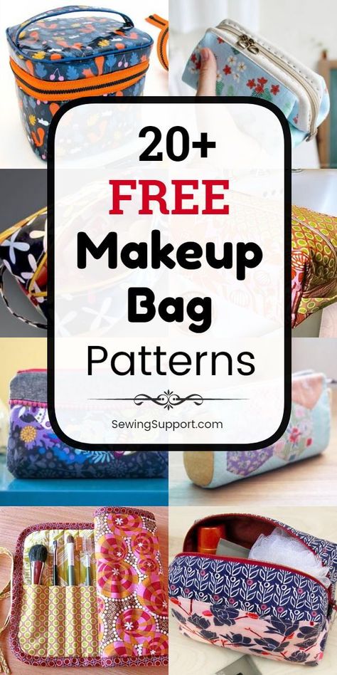 20+ Free Makeup & Cosmetic Bag Patterns Makeup Bag Free Sewing Pattern, Free Make Up Bag Sewing Patterns, Free Small Bag Patterns, Diy Make Up Bags Free Pattern, Sew Makeup Bag Pattern, Free Makeup Bag Pattern, Diy Makeup Bag Pattern Free Sewing, Sewing Pattern Makeup Bag, Toiletries Bag Sewing Pattern