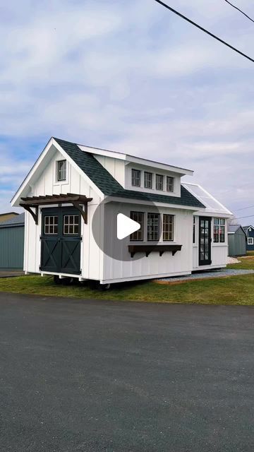 Lapp Structures LLC on Instagram: "Time to refresh some of our shed displays! You know we had to save a space for this Colonial Garden Shed + Atrium Combo!  #tinyhouse #greenhouse #sheshed #mancave #pottingshed #greenhouseideas" White Sheds Backyards, Small Greenhouse Shed Combo, Shed Front Porch Ideas, Landscape Shed Ideas, Backyard Shed Plans, Decorating Outside Of Shed, She Shed Greenhouse Ideas, Garden Shed Landscaping Ideas, Shed Backyard Ideas