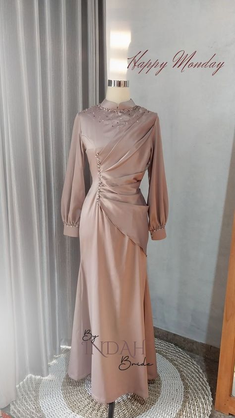 Dress Draperi, Dress Tile Modern, Dress Bridesmaid Satin, Dress Muslim Modern, Braidsmaid Dresses, Gaun Dress, Bridesmaid Satin, Kebaya Dress, Muslim Fashion Dress