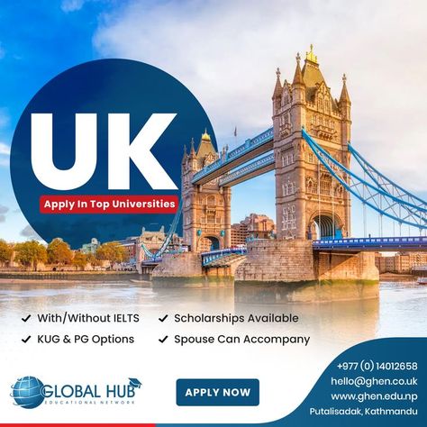 Uk Study Visa, Travel Advertising Design, Study Abroad Travel, University Of Greenwich, Birmingham City University, Study In Uk, University Of Reading, Education Consultant, Newcastle University