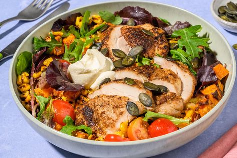 Share me on Pinterest Charred Corn Salad, Corn Salad Recipe, Charred Corn, Peri Chicken, Peri Peri Chicken, Corn Salad Recipes, Hello Fresh Recipes, Peri Peri, Raw Chicken