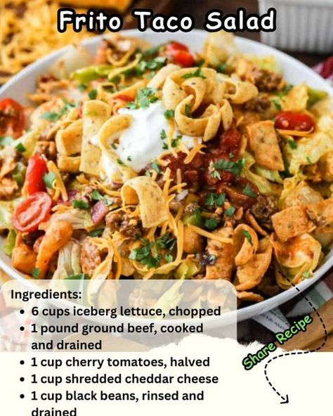 Frito Bowl, Fritos Taco Bowls, Frito Taco Salad, Taco Salad Ingredients, Dinner Board, Easy Peasy Recipes, Taco Salad Recipes, Taco Bowls, Mexican Dinner