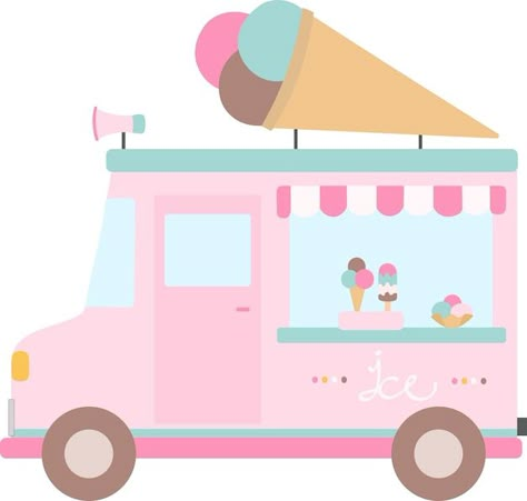 Pink Ice Cream Truck, Ice Cream Truck Printable, Cartoon Ice Cream Truck, Vector Ice Cream, Ice Cream Shop Background, Ice Cream Shop Illustration, Ice Cream Truck Illustration, Ice Cream Truck Drawing, Diy Ice Cream Truck