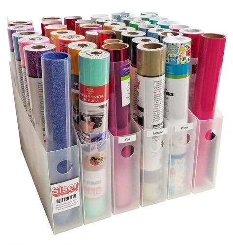 Introducing the Totally Tiffany Vinyl Roll Organizer! | Scrapbook & Cards Today magazine Organize Vinyl, Diy Vinyl Storage, Cricut Storage, Small Craft Rooms, Vinyl Roll, Totally Tiffany, Organize Craft Supplies, Projets Cricut, Craft Room Design