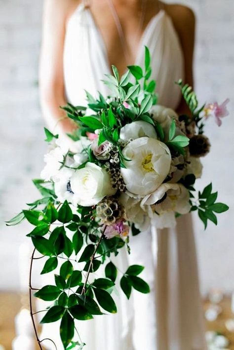 Gorgeous Cascading Wedding Bouquets White Bouquets, Wedding Flowers Peonies, Cascading Wedding Bouquets, Peony Bouquet Wedding, Flowers And Greenery, Backless Maxi Dress, Peony Wedding, Cascade Bouquet, Spring Bouquet