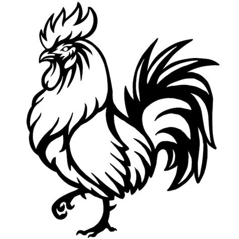 Free Rooster Svg Files For Cricut, Rooster Svg Free, Rooster Line Art, Rooster Drawing Simple, Rooster Art Drawing, Chicken Clipart Black And White, Rooster Outline, Chicken Drawings, Chicken Outline