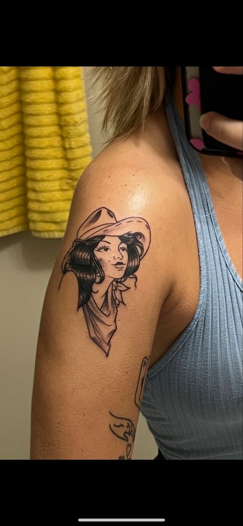 Cowgirl Tattoos Traditional, Traditional Cowgirl Tattoo, Traditional Cowgirl, Cowgirl Tattoo, Cowgirl Tattoos, Tattoos Traditional, Traditional Tattoo, Tatting, Angel