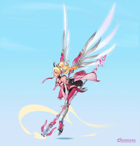 ArtStation - Pink Mercy, Dashiana ❤️‍ Mercy Fan Art, Ow Mercy, Mercy Ow, Pink Mercy, Mercy Fanart, Skin Wallpaper, Overwatch Mercy, Overwatch Drawings, Overwatch Wallpapers