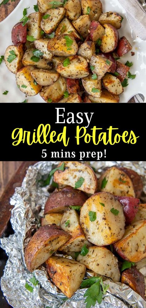 Foil Pack Potatoes On Grill, Seasoned Potatoes On The Grill, Potatoes On The Grill Recipes, Potatoes On Bbq Foil Packets, Foil Packets For The Grill Potatoes, Red Potatoes On Blackstone, Red Potato On The Grill, Mini Potatoes On The Grill, Bbq Red Potatoes