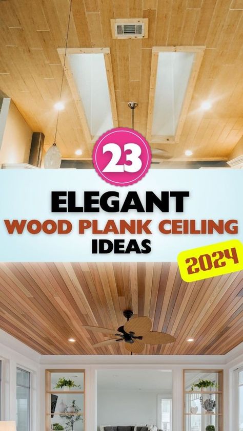 Uncover amazing wood plank ceiling inspirations that enhance your home decor with natural beauty and sophisticated design. Perfect for any space. Wood On Kitchen Ceiling, Decorative Wood Ceiling, Tong And Groove Ceiling, Stained Ceiling Wood, Plank Ceiling Ideas, Sunroom Ceiling Ideas, Wood Ceiling Bathroom, Wood Paneling Ceiling, Bedroom Wood Ceiling