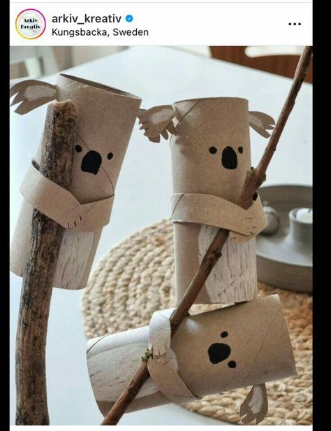 Koala Craft, Toilet Paper Crafts, Egg Carton Crafts, Animal Crafts For Kids, Toilet Paper Roll Crafts, Paper Roll Crafts, Childrens Crafts, Toilet Paper Roll, Cardboard Crafts