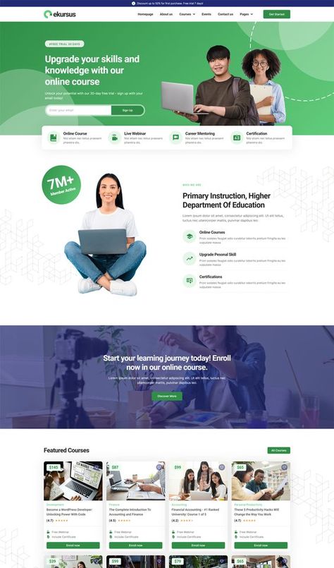 Online Course & Education Elementor Template Kit Website For Courses, Online Course Landing Page Design, Full Website Design, Online Education Website Design, Course Sales Page Design, Online Course Website Design, Course Website Design, Education Website Design, Web Site Template