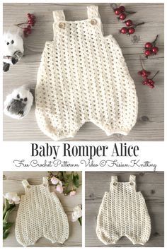 Crochet Baby Projects, Baby Romper Pattern, Crochet Baby Gifts, Crochet Romper, Baby Crochet Patterns Free, Mode Crochet, Romper Pattern, Crochet Baby Girl, Baby Top