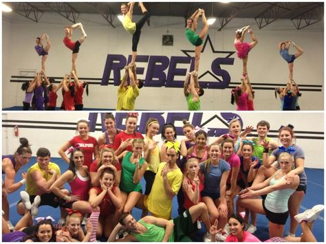 Color themed practice! This would be so fun! Themed Practice Ideas, Cheer Themes, Cheer Treats, Pep Squad, Cheers Theme, Cheer Tryouts, Softball Senior Pictures, Cheerleading Quotes, Cheer Things