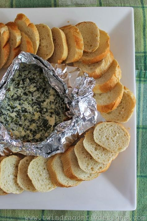 Campfire Spinach Dip   - CountryLiving.com Camping Dip, Best Camping Meals, Foil Pack Meals, Camping Snacks, Campfire Food, Campfire Cooking, Easy Camping, Tin Foil, Spinach Dip