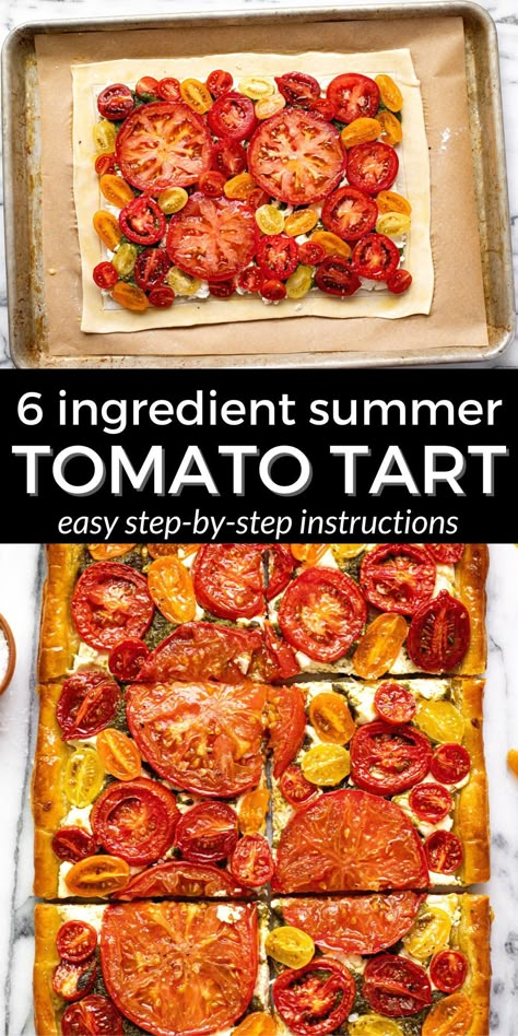 Rustic Tomato Tart, Goat Cheese Puff Pastry, Puff Pastry Tomato, Tomato Tart Puff Pastry, Tomato Goat Cheese, Tomato Tart Recipe, Recipes By Ingredients, Cheese Puff, Cheese Puff Pastry